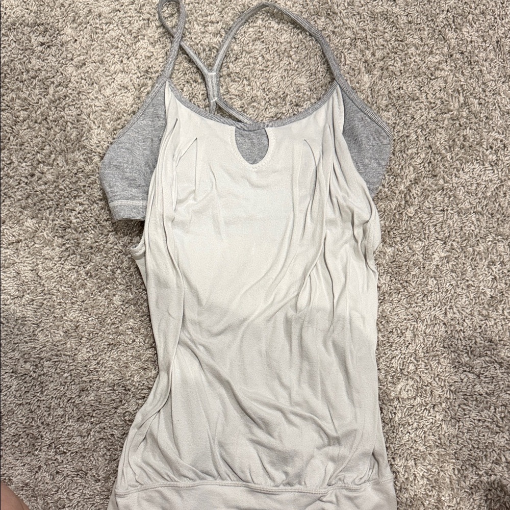 Vintage Lululemon Women's Gray and Cream Sleeveless Top